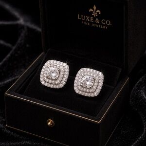 Elite Cushion-Cut Halo Diamond Studs